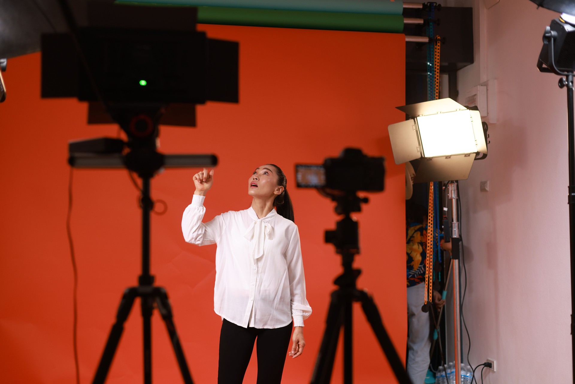 Video or film production studio shooting, photographer occupation